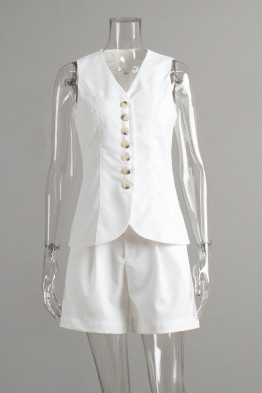 Alessia Tailored White Vest Set