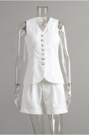 Alessia Tailored White Vest Set