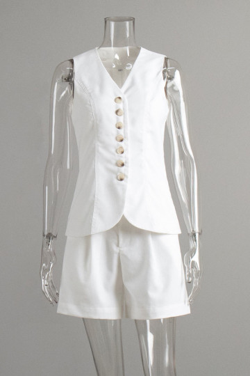 Alessia Tailored White Vest Set