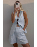 Alessia Tailored Blue Vest Set