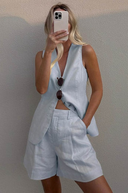 Alessia Tailored Blue Vest Set