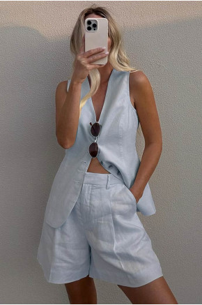 Alessia Tailored Blue Vest Set