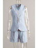 Alessia Tailored Blue Vest Set