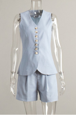 Alessia Tailored Blue Vest Set