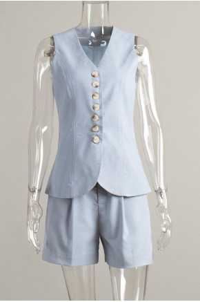 Alessia Tailored Blue Vest Set