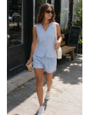 Alessia Tailored Blue Vest Set