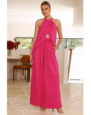 Halter Drape Pink Pants Set