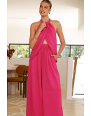 Halter Drape Pink Pants Set