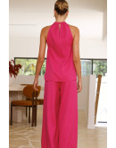 Halter Drape Pink Pants Set