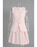 Noemie Button Front Rose Skirt Set