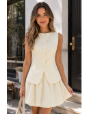 Noemie Button Front Apricot Skirt Set