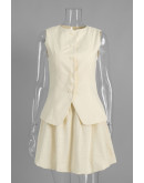 Noemie Button Front Apricot Skirt Set