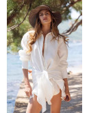 Cinzia Drape White Shirt Set