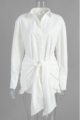Cinzia Drape White Shirt Set