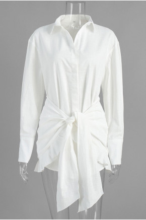 Cinzia Drape White Shirt Set
