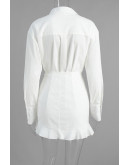 Cinzia Drape White Shirt Set