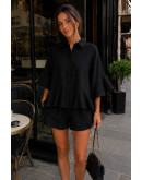 Valeria Black Ruffle Short Set