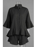 Valeria Black Ruffle Short Set