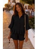 Valeria Black Ruffle Short Set