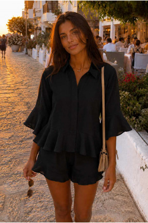 Valeria Black Ruffle Short Set