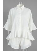Valeria White Ruffle Short Set