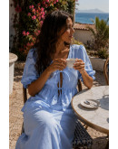 Aella Tiefront Peplum Blue Skirt Set