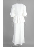 Aella Tiefront Peplum White Skirt Set
