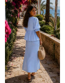 Aella Tiefront Peplum Blue Skirt Set