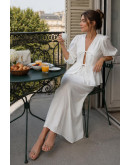 Aella Tiefront Peplum White Skirt Set