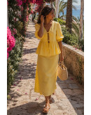 Aella Tiefront Peplum Yellow Skirt Set