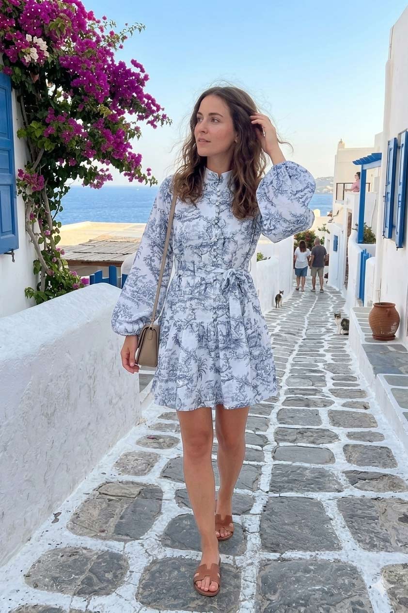 Chloe Garden Mini Dress in Grey for brunch and daytime occasions