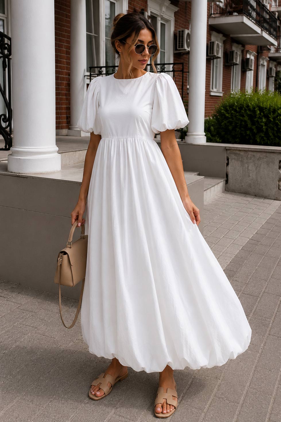 Susan Puff Sleeve Cotton Dress