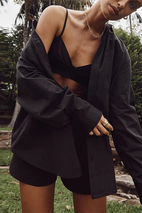 Holly 3 Piece Loungewear Set in Black